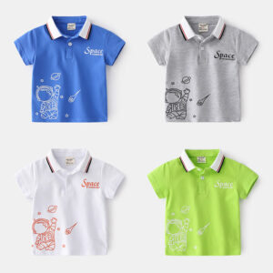 Children's Short Sleeve Top With Lapel Collar