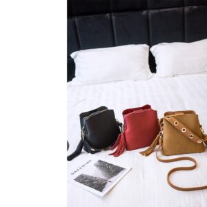Spring new frosted tassel bucket bag Korean version of the wild shoulder bag female handkerchief retro Messenger