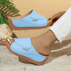 Plus Size Platform Casual Slippers Women's Stylish Peep Toe Wedge Slippers
