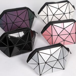 Fashion Geometric Cosmetic Bag For Women Ladies Zipper Bag Organizer Makeup Cosmetics Lightweight Foldable Travel Make Up Bag