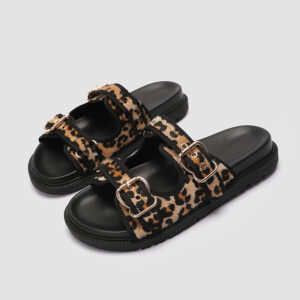 Summer New Animal Print Round Toe Flat Bottom Slippers For Women