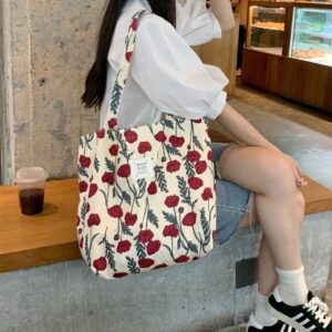 Tote Large Capacity Fashion Floral Canvas Shoulder Bag