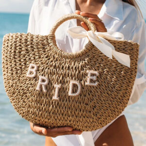 Women's Fashion Personalized Straw Ribbon Handbag