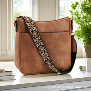 Retro Solid Color Color Matching Shoulder Messenger Bag Ribbon