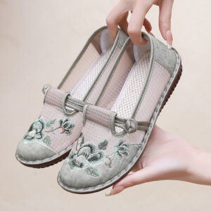 Soft Bottom Ethnic Breathable Embroidered Shoes Middle-aged And Elderly