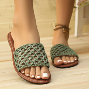 Mesh Slippers Women's Shoes Square Toe