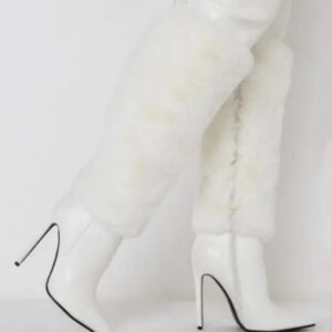 Runway Stiletto Heel Solid Color Plush Over-the-knee Boots